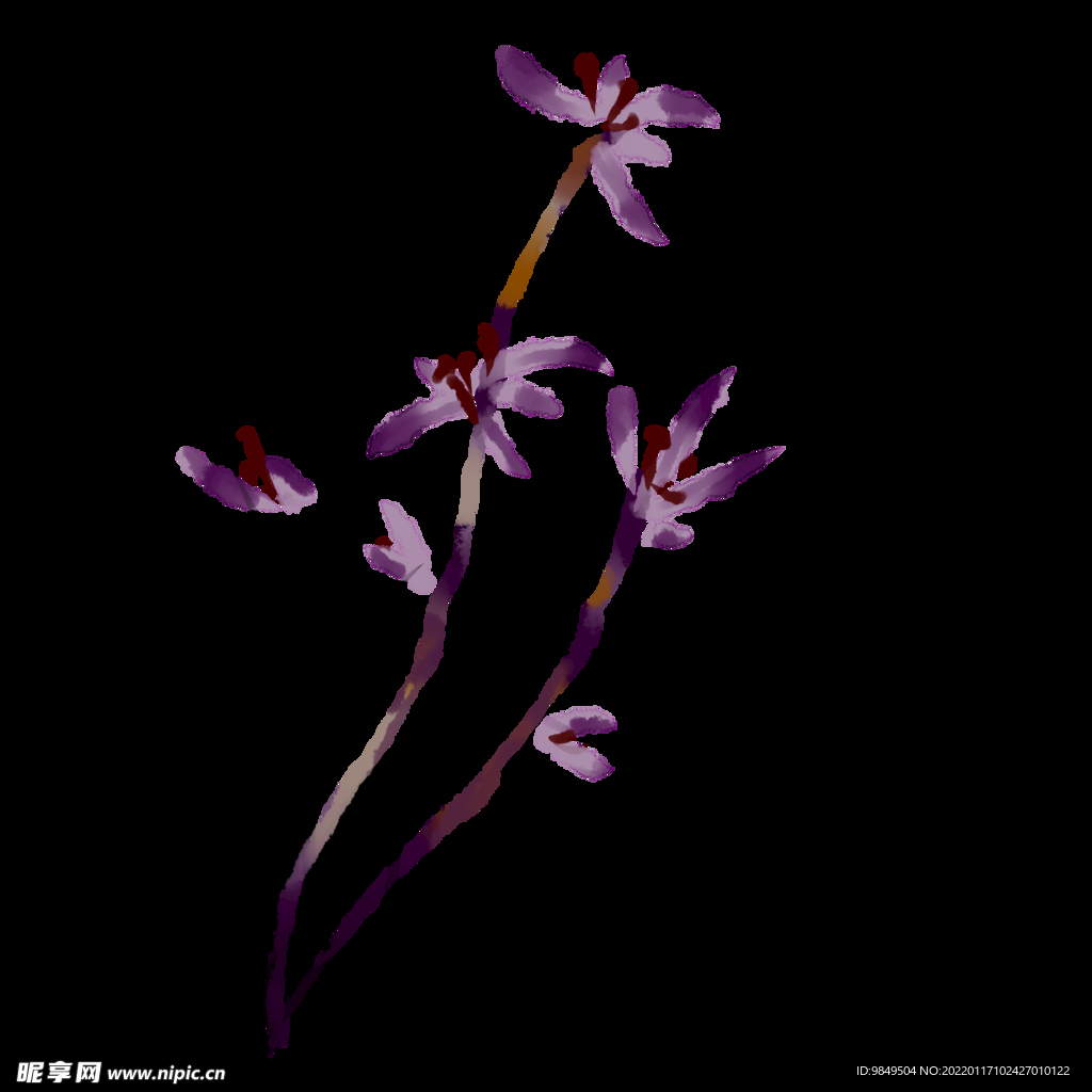  水墨兰花PNG  