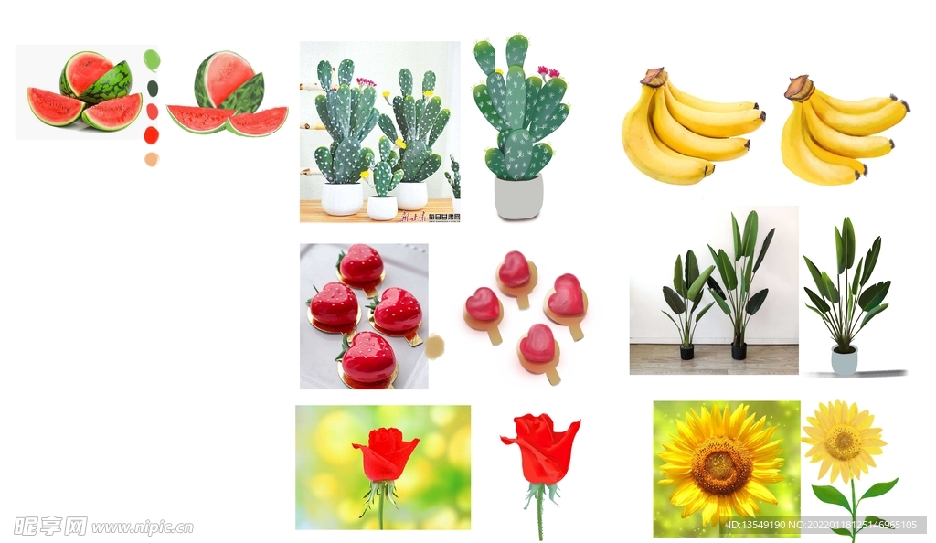 水果 蔬菜 爱心 玫瑰 红色 