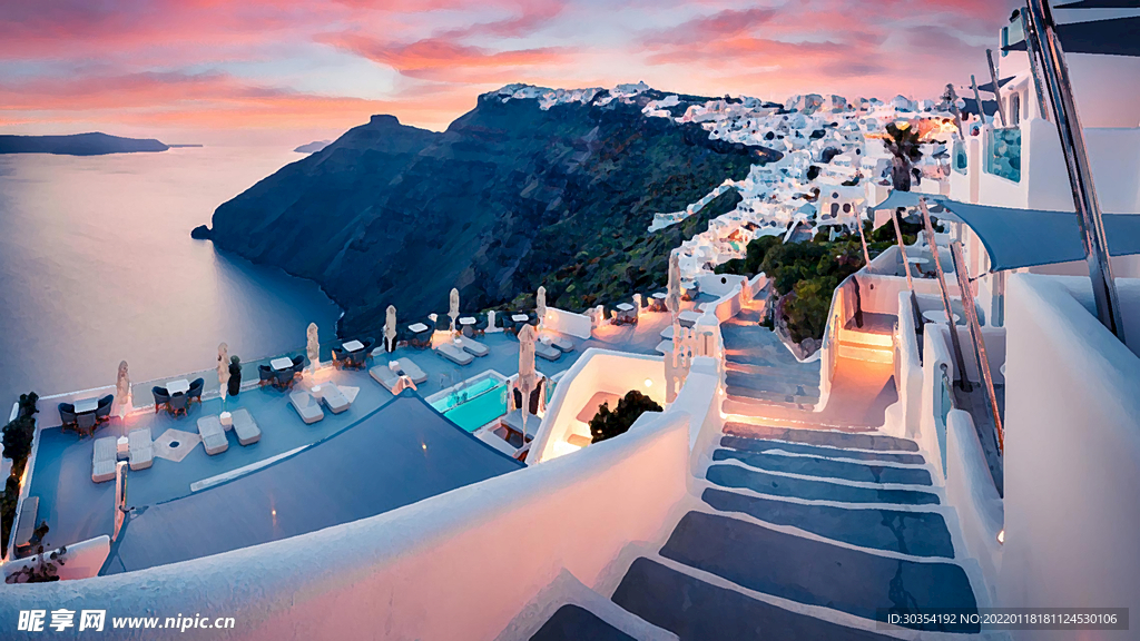 夜幕的圣托里尼