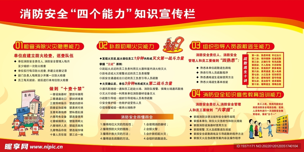 消防安全“四个能力”知识宣传栏