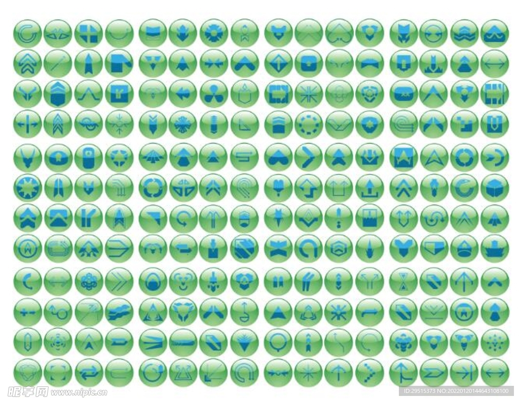 绿色水晶按钮图标系列矢量素材