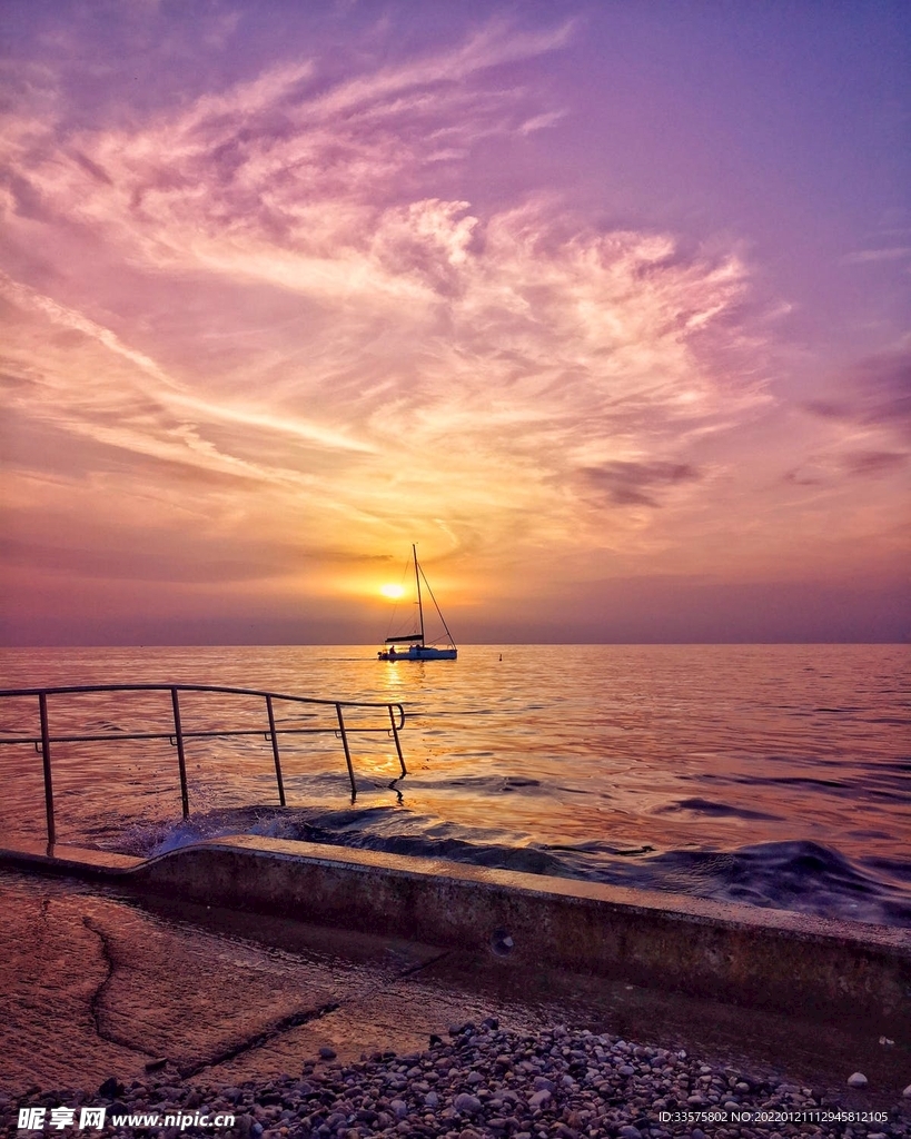 落日海洋背景图