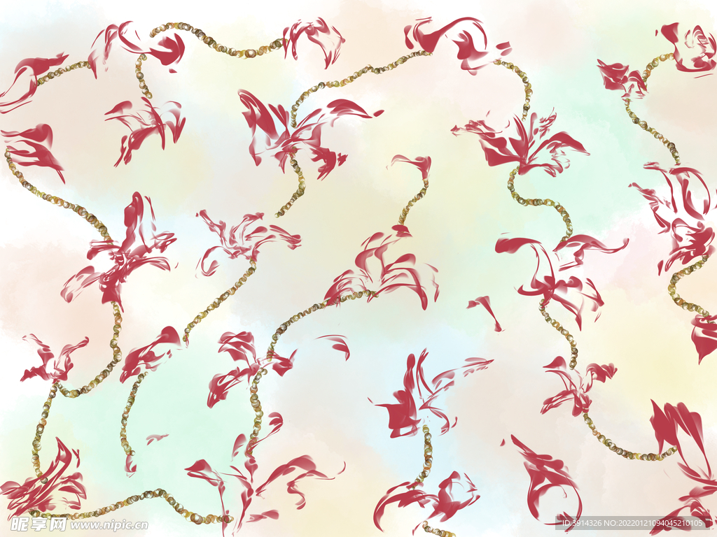 底纹花纹抽象花朵炫彩珠串PSD