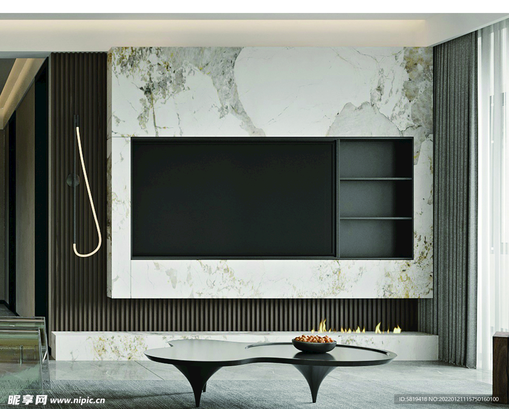 家装固装现代极简电视柜背景墙