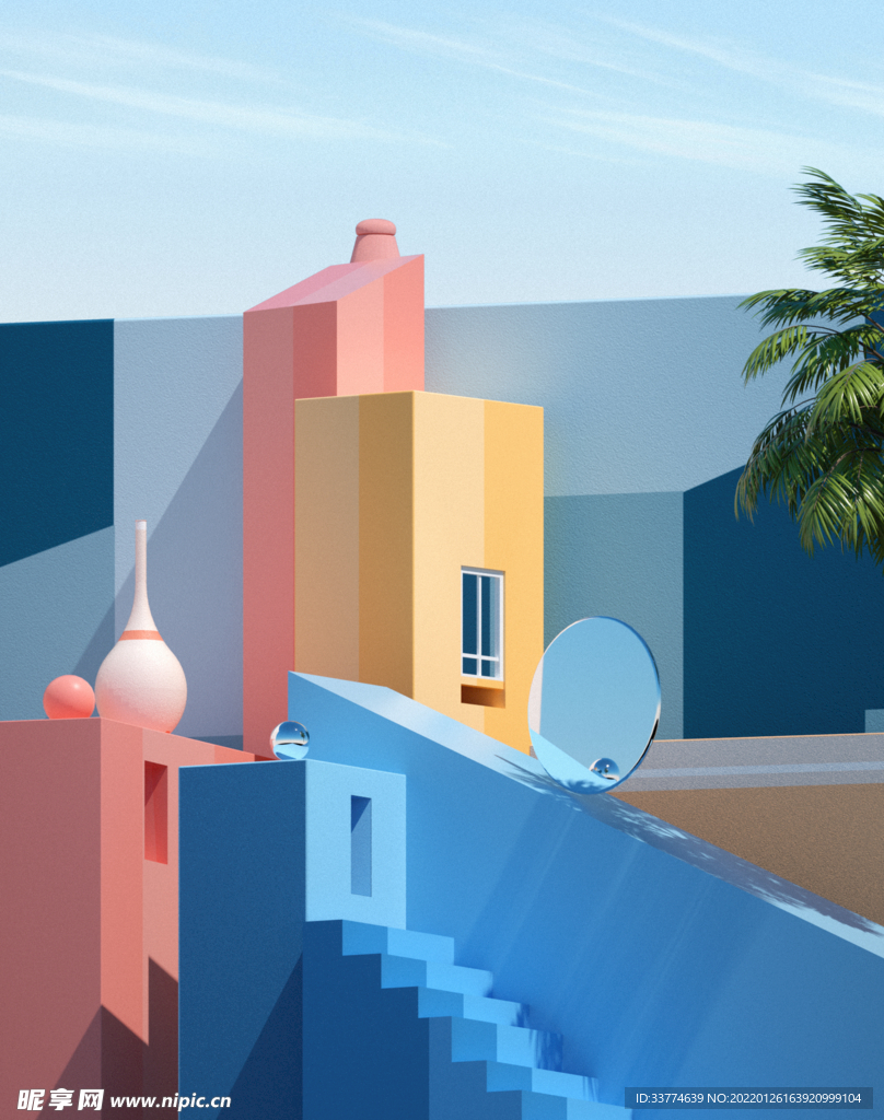 3d彩色建筑效果