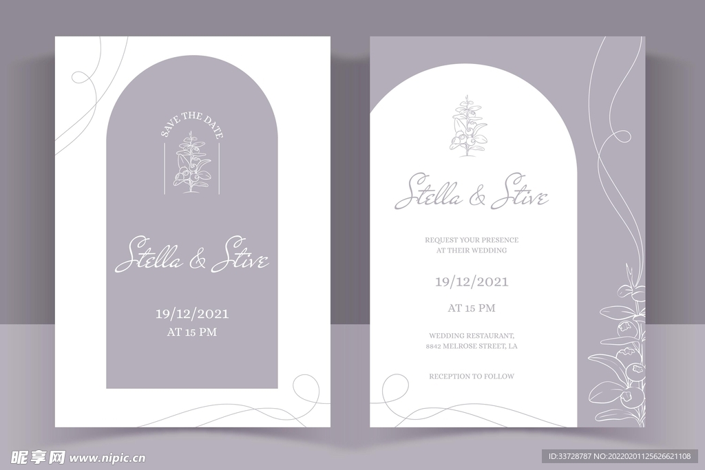 淡紫色婚礼背景板 婚礼水牌