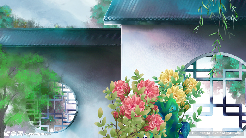 手绘现代建筑地标图片 