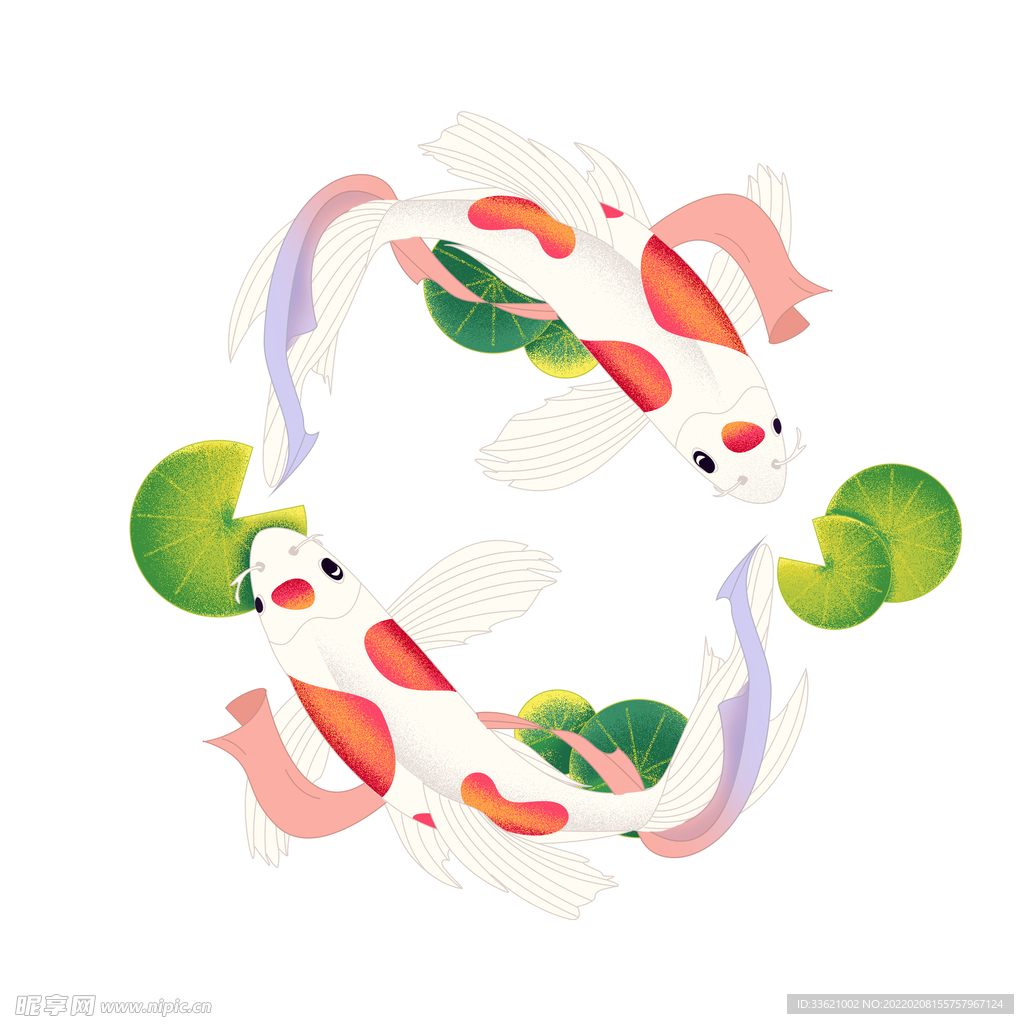 锦鲤  金鱼插画  国潮素材 