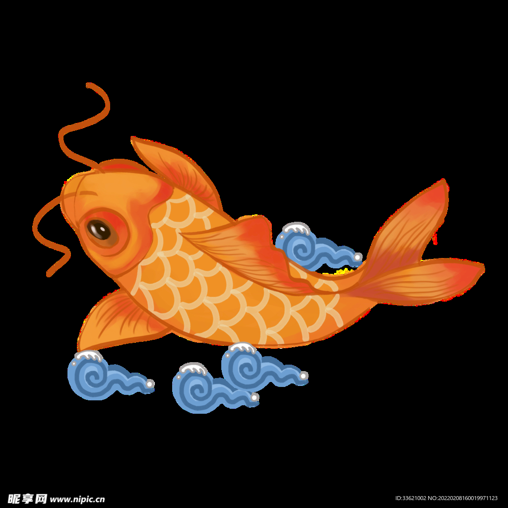 锦鲤  金鱼插画  国潮素材 