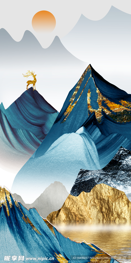 风景麋鹿装饰画