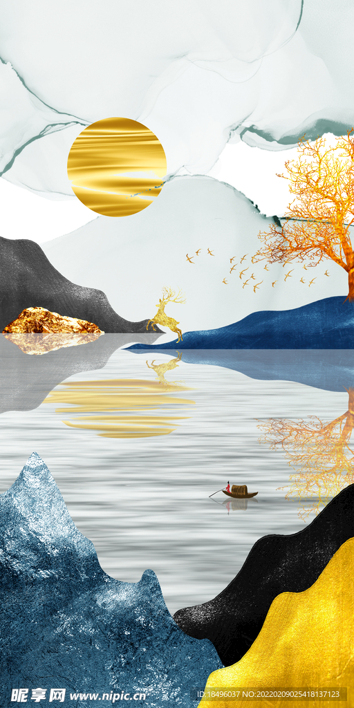 清新简约风景麋鹿装饰画