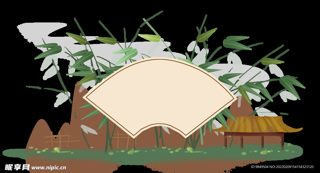 扇形边框PNG 中国风元素 