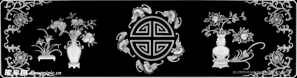 花瓶 蝙蝠 回纹