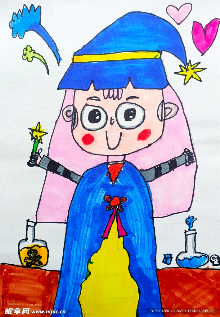 魔女做实验儿童画