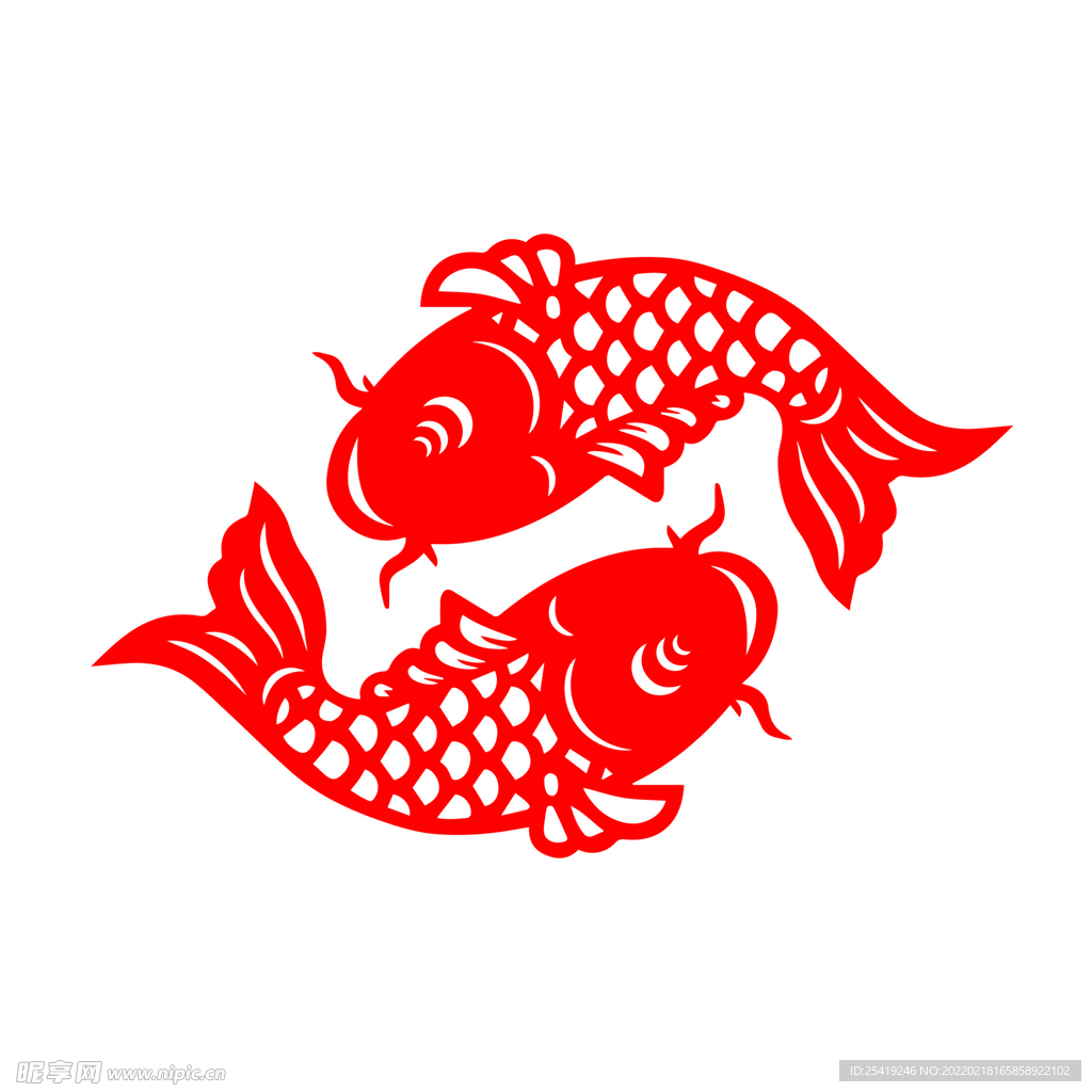 传统艺术剪纸鲤鱼窗花窗贴