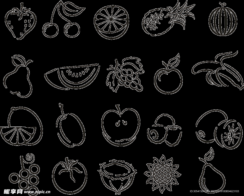 水果简笔画png素材设计简约画