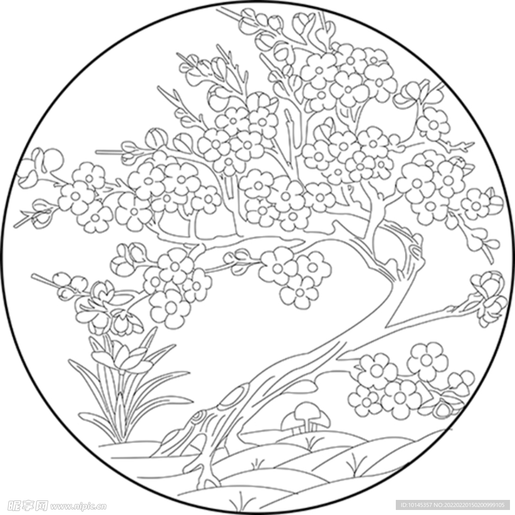 圆形梅雕花