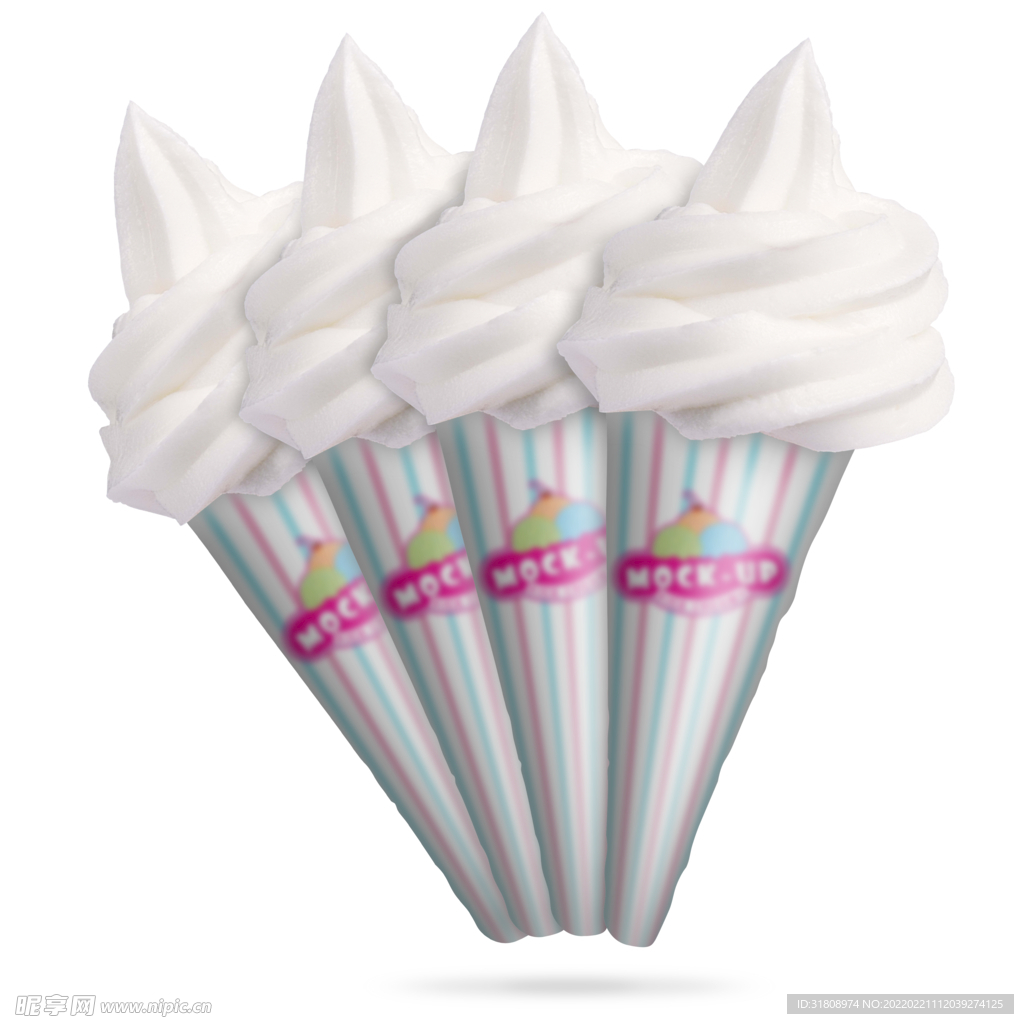 四个冰淇淋的包装样机