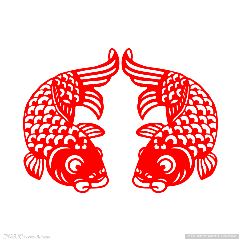 传统剪纸艺术鲤鱼窗花窗贴