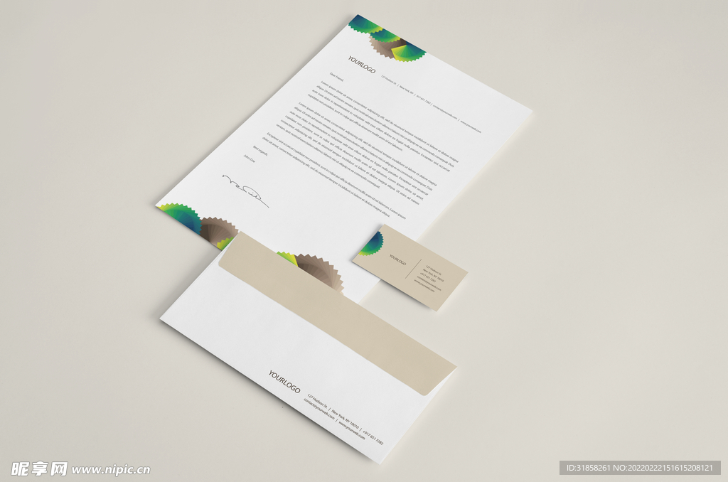 名片信封纸张模版VI 样机