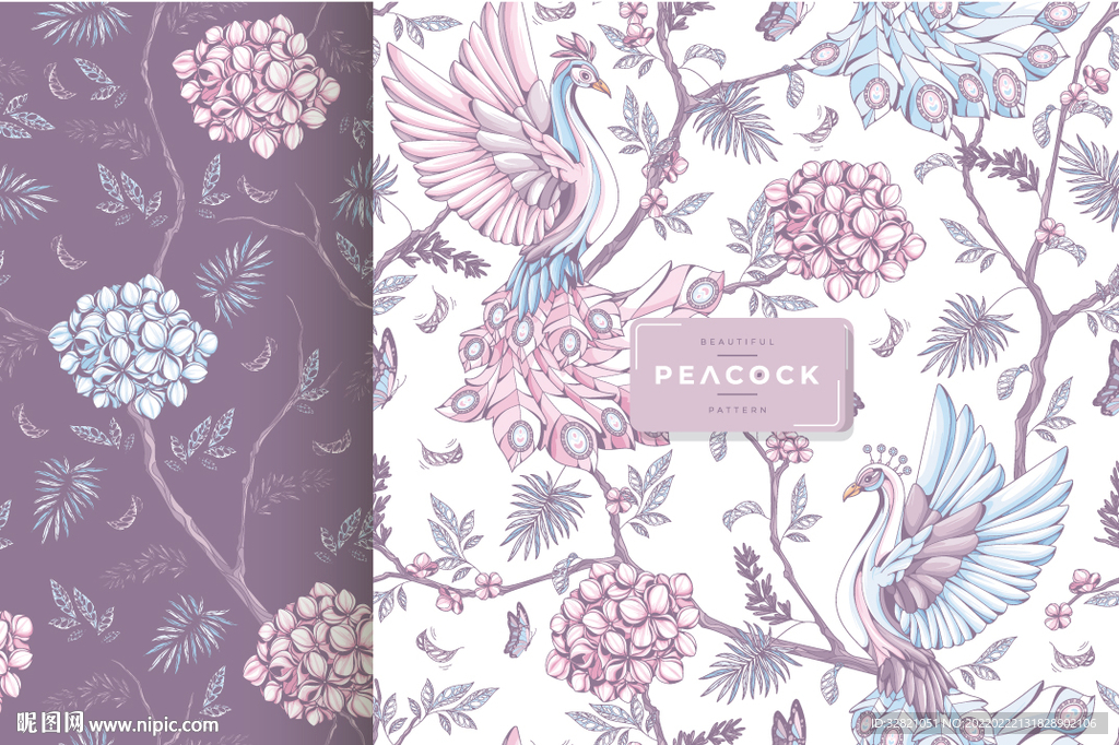 手绘孔雀图案背景