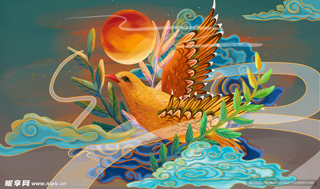 仙鹤海报背景图片 