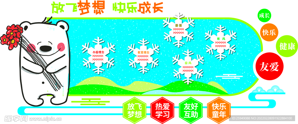 教育理念 幼儿园背景墙 文化墙