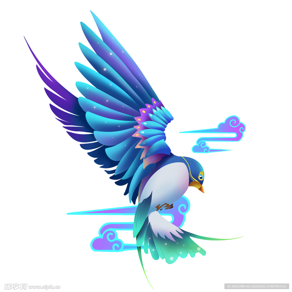 国潮风炫彩飞翔燕子鸟插画