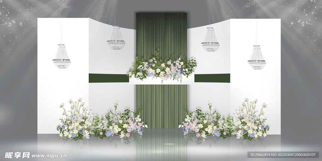 白绿色婚礼合影区 粉蓝色婚礼 