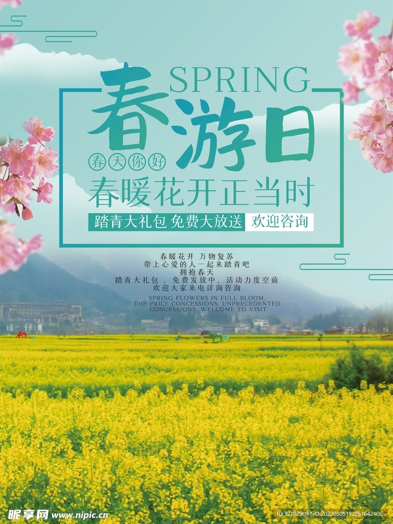 春游踏青季赏花宣传海报