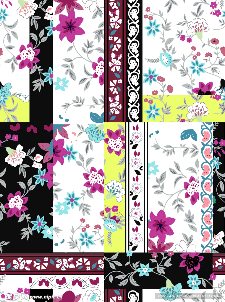 拼接花 数码印花