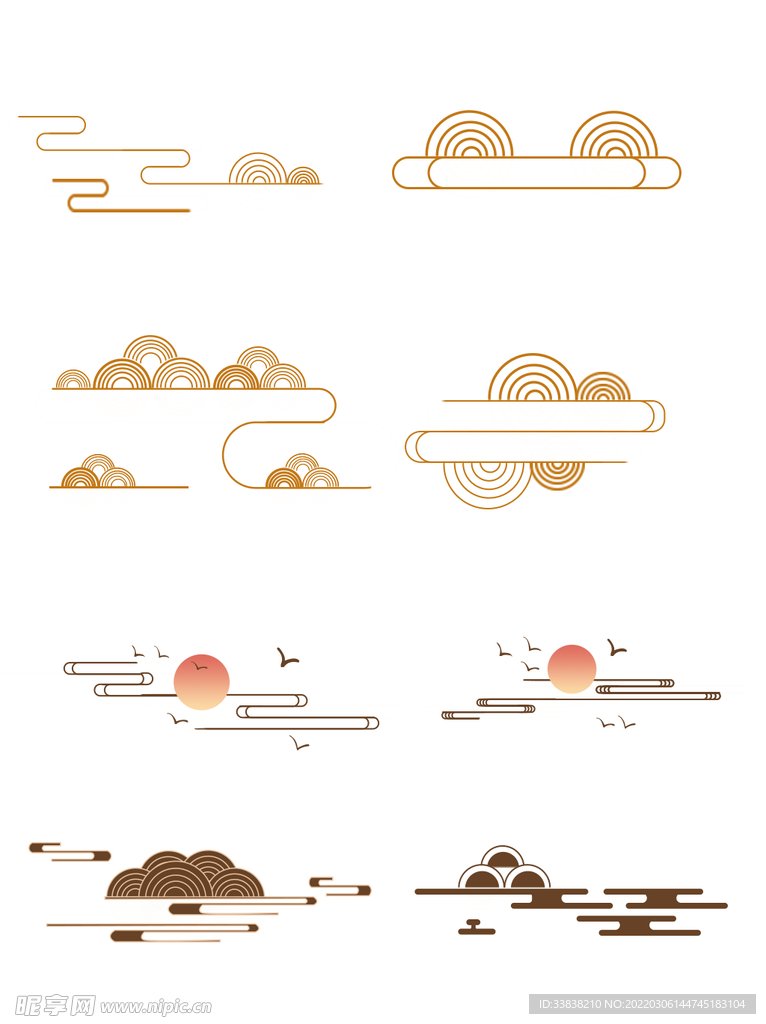 中国风线搞祥云纹中式古典云纹山