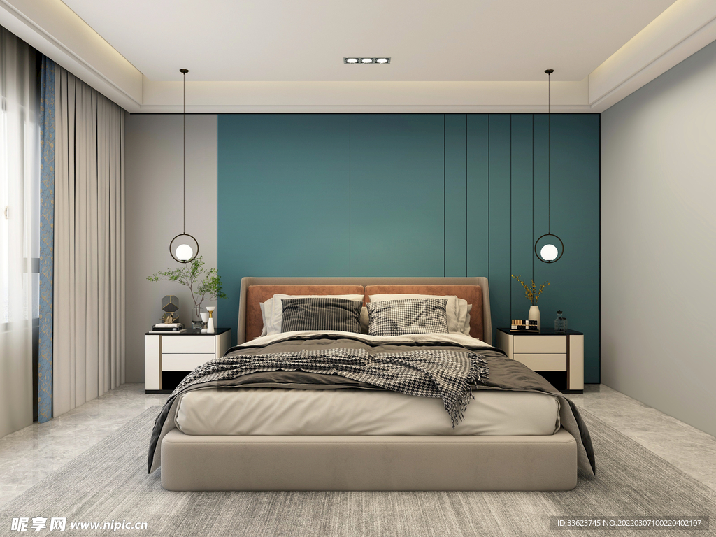 现代轻奢卧室背景