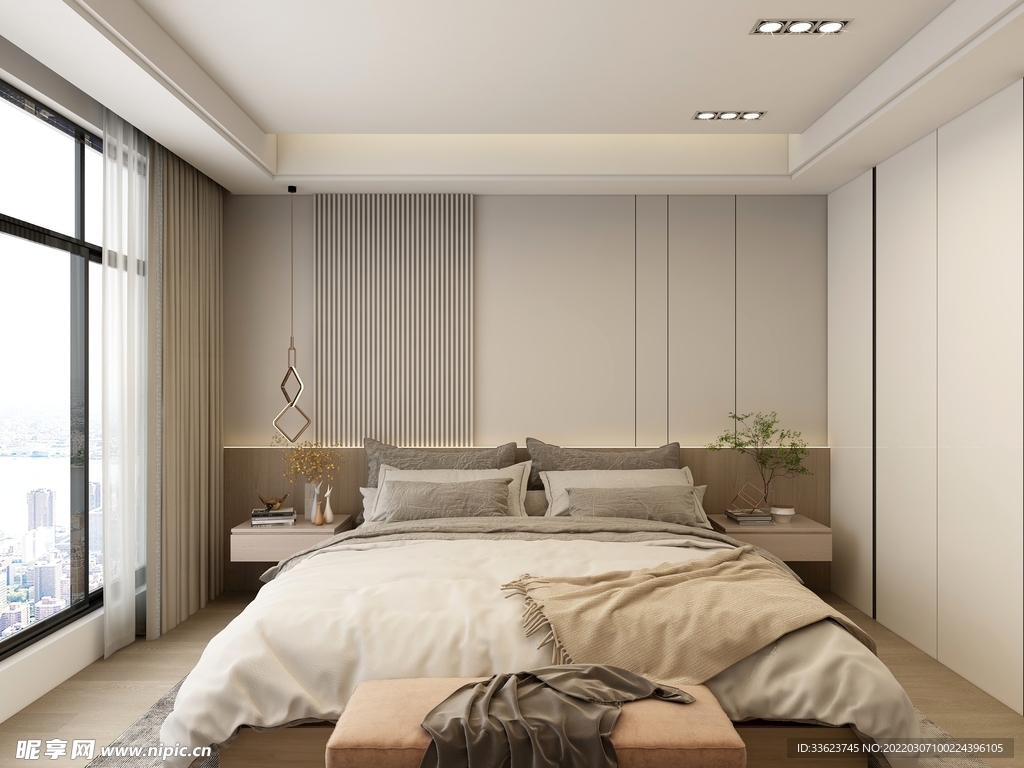 现代轻奢卧室背景