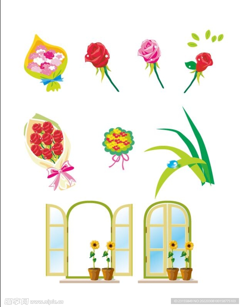 玫瑰花  矢量花