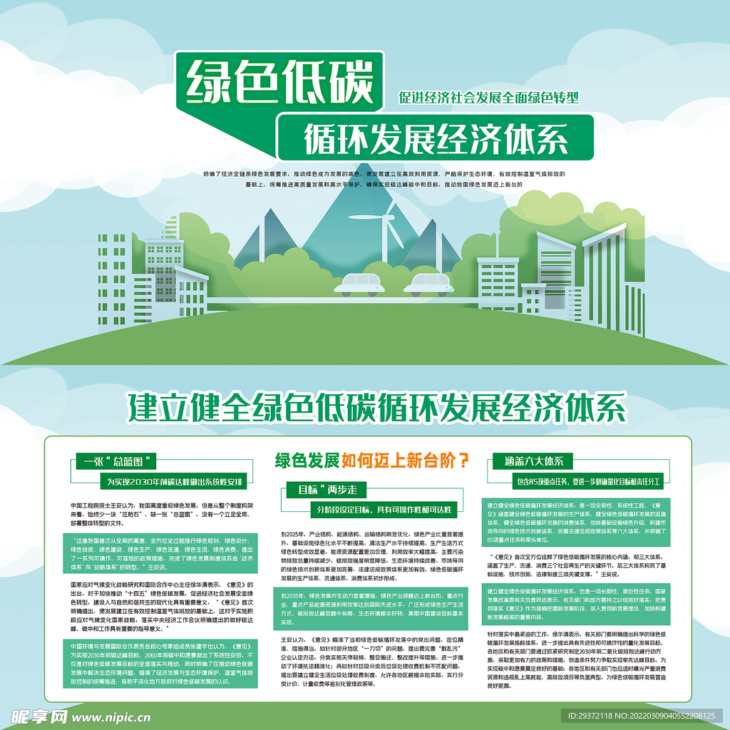 绿色低碳循环发展环保宣传展板