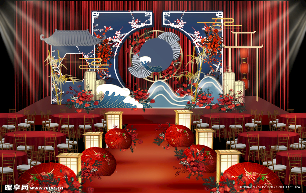 国潮风中式婚礼效果图.