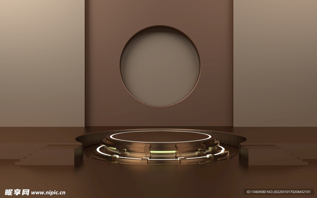 3D金黄展台展示背景素材图片