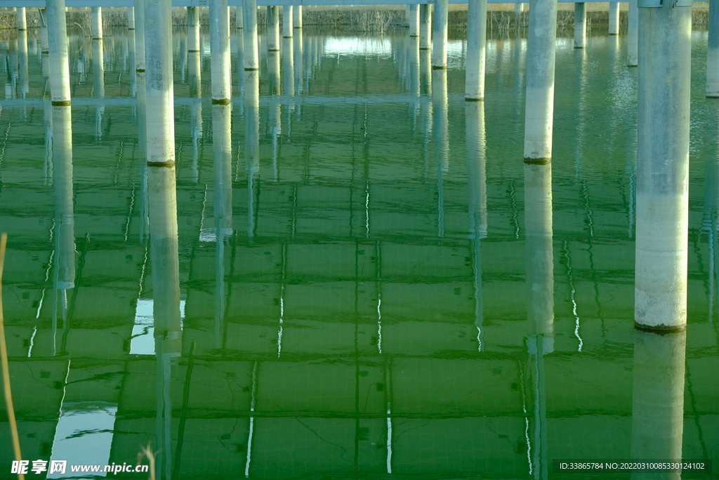 水中的桩基背景图