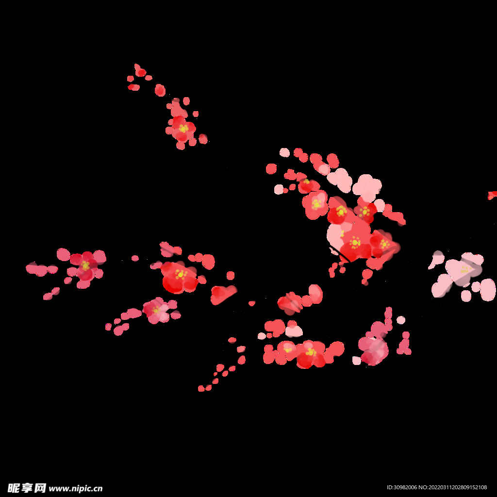 手绘梅花插画水墨元素