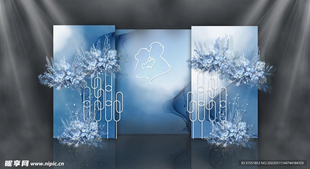 蓝色婚礼合影区