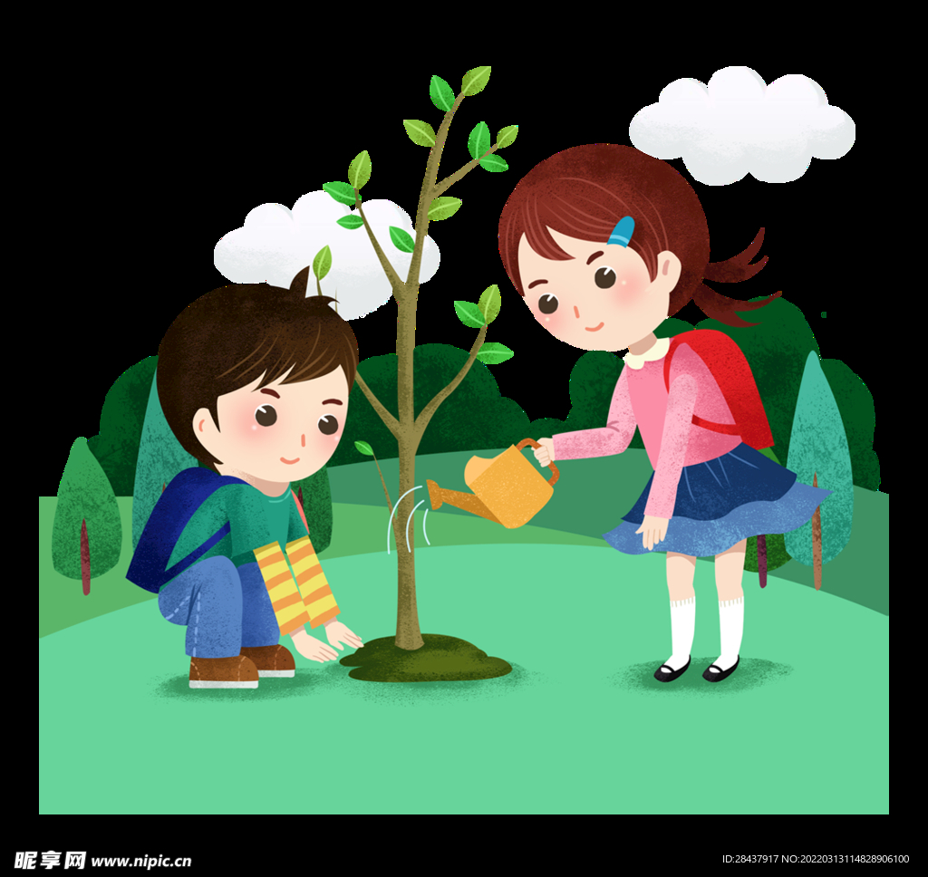 植树节卡通手绘