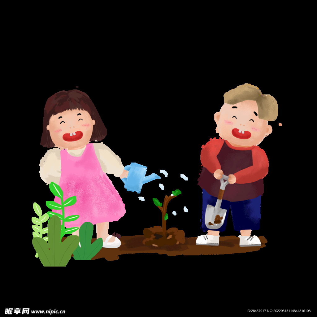 植树节卡通手绘