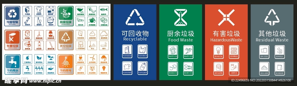矢量垃圾分类 垃圾分类图标 