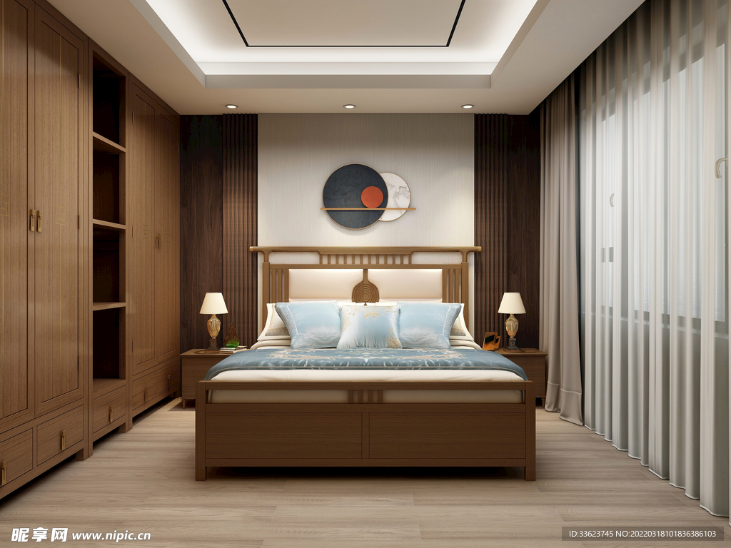 新中式卧室背景墙