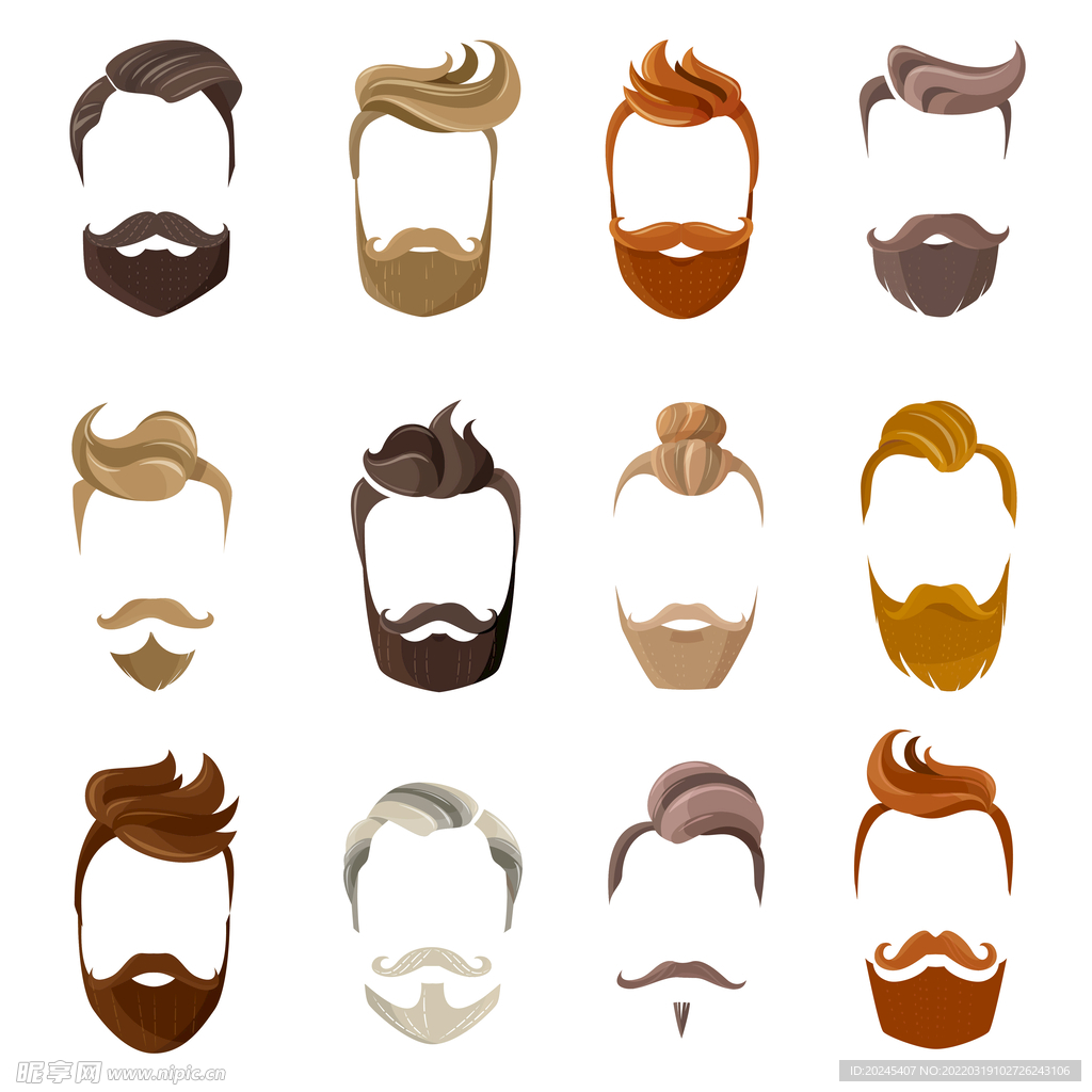 绅士胡子发型矢量