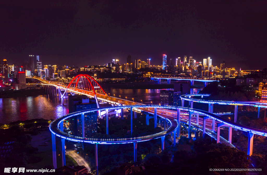夜景菜园坝大桥