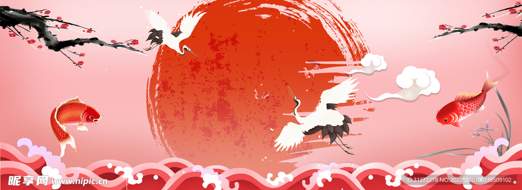  仙鹤海报背景图片 