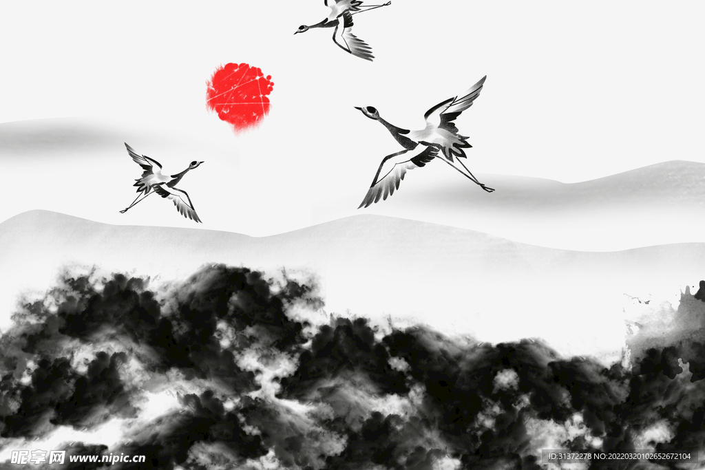   仙鹤海报背景图片 