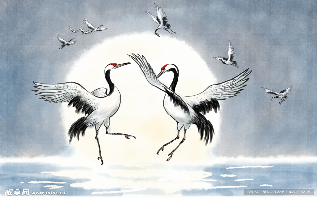   仙鹤海报背景图片 